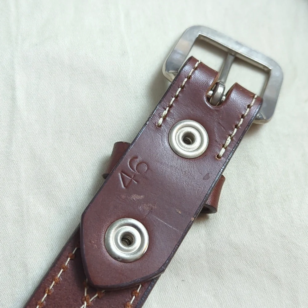 Western Ranch Brown Leather Stitch Grain Men's Belt Size 46